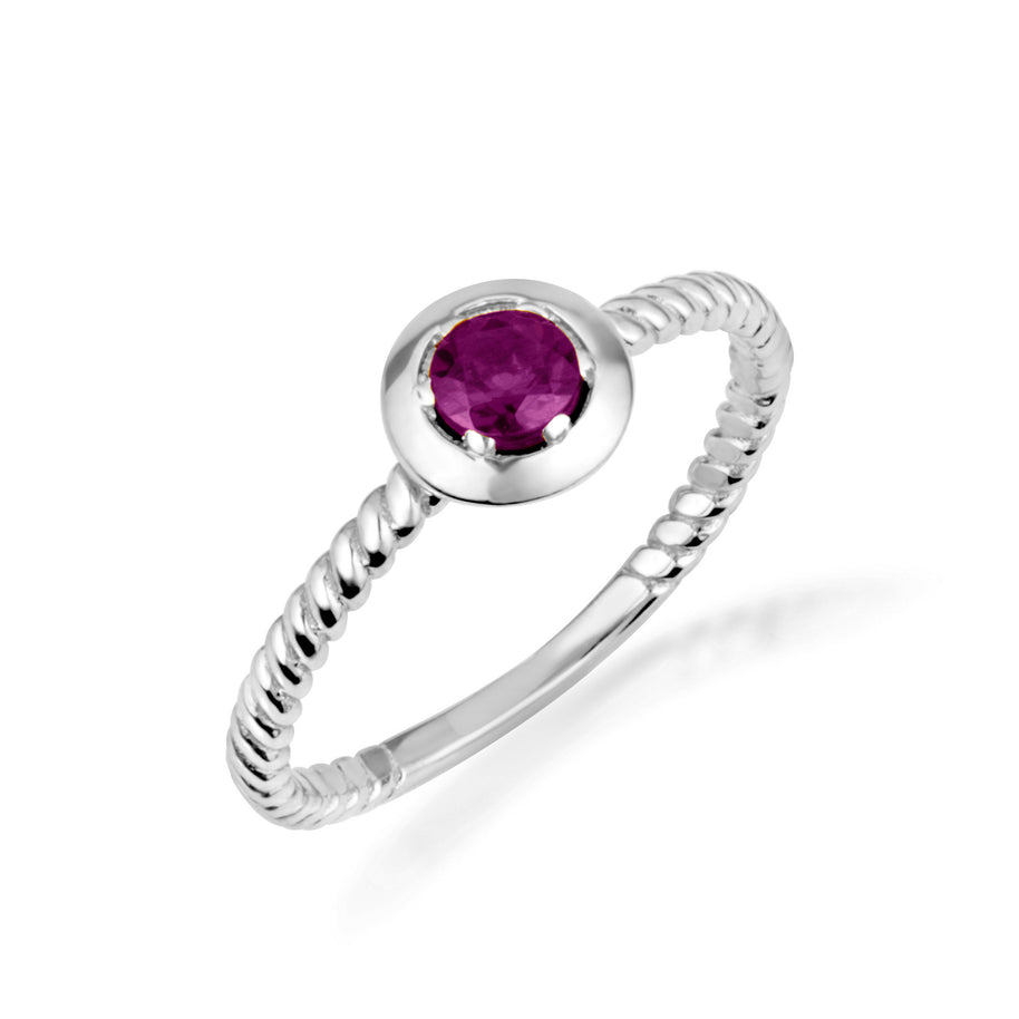Silver Stackable Custom Birthstone Ring