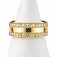 10K Yellow Gold Women's Rectangular Pave Panel Band