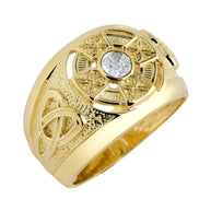 Gold Personalized Celtic Cross Birthstone Men's Ring(Available in Yellow And White Gold)