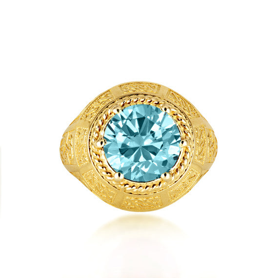 Gold Irish Celtic Trinity Knot Gemstone Rope Ring (Available in Yellow/Rose/White Gold)