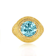Gold Irish Celtic Trinity Knot Gemstone Rope Ring (Available in Yellow/Rose/White Gold)