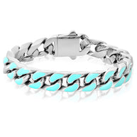 Invicta Men's Light Blue Enamel Steel Chain Bracelet - 8.5