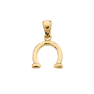 Reversible Diamond and High Polish Plain Horse Shoe Good Luck Gold Charm Dainty Pendant Necklace (Available in Yellow/Rose/White Gold)