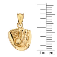 Solid Gold Diamond Cut Baseball Glove Pendant Necklace (Available in Yellow/Rose/White)