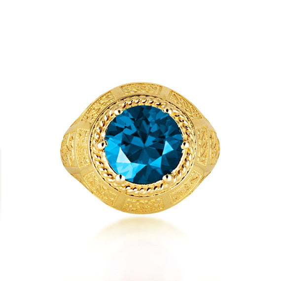 Gold Irish Celtic Trinity Knot Gemstone Rope Ring (Available in Yellow/Rose/White Gold)