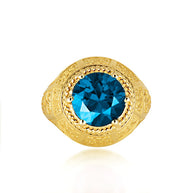 Gold Irish Celtic Trinity Knot Gemstone Rope Ring (Available in Yellow/Rose/White Gold)