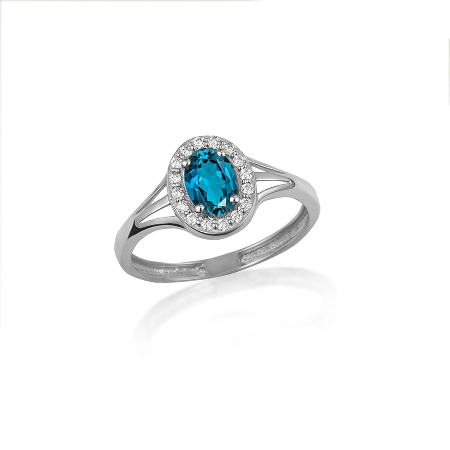 .925 Sterling Silver Custom Oval Birthstone Cubic Zirconia Halo Ring