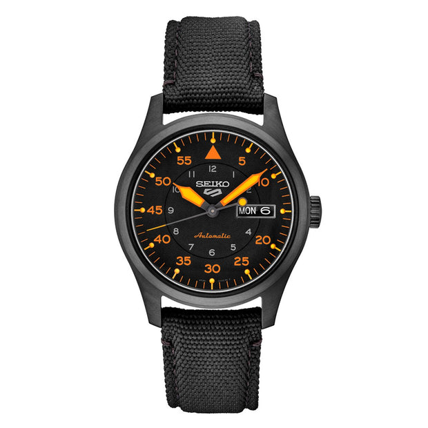 SRPH33 Seiko 5 Sports Automatic Black Dial Strap Pilots Men's Watch