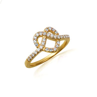 Gold Heart Chevron Gemstone Band Ring (Available in Yellow/Rose/White Gold)