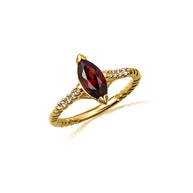 Gold Marquise Cut Gemstone Diamond Roped Twist Ring (Available in Yellow/Rose/White Gold)