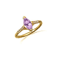 Gold Marquise Cut Gemstone Diamond Roped Twist Ring (Available in Yellow/Rose/White Gold)