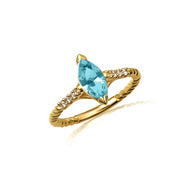 Gold Marquise Cut Gemstone Diamond Roped Twist Ring (Available in Yellow/Rose/White Gold)