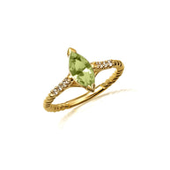 Gold Marquise Cut Gemstone Diamond Roped Twist Ring (Available in Yellow/Rose/White Gold)
