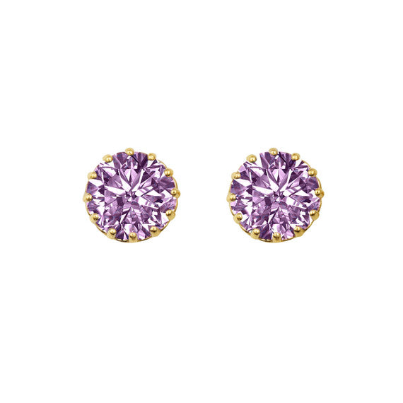 1Solid Gold Gemstone Statement Stud Earrings(Available in Yellow/White Gold)