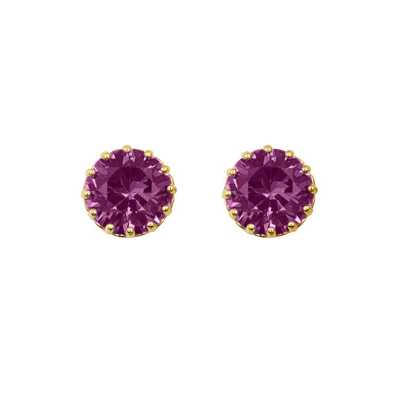 1Solid Gold Gemstone Statement Stud Earrings(Available in Yellow/White Gold)