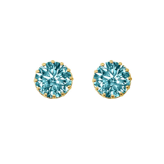 1Solid Gold Gemstone Statement Stud Earrings(Available in Yellow/White Gold)