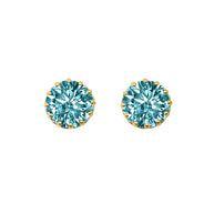 1Solid Gold Gemstone Statement Stud Earrings(Available in Yellow/White Gold)