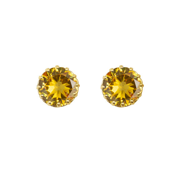 1Solid Gold Gemstone Statement Stud Earrings(Available in Yellow/White Gold)