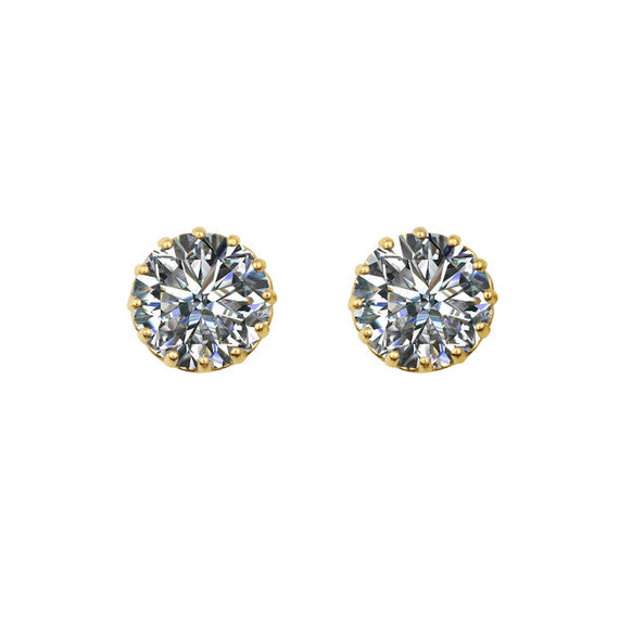 1Solid Gold Gemstone Statement Stud Earrings(Available in Yellow/White Gold)