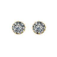 1Solid Gold Gemstone Statement Stud Earrings(Available in Yellow/White Gold)
