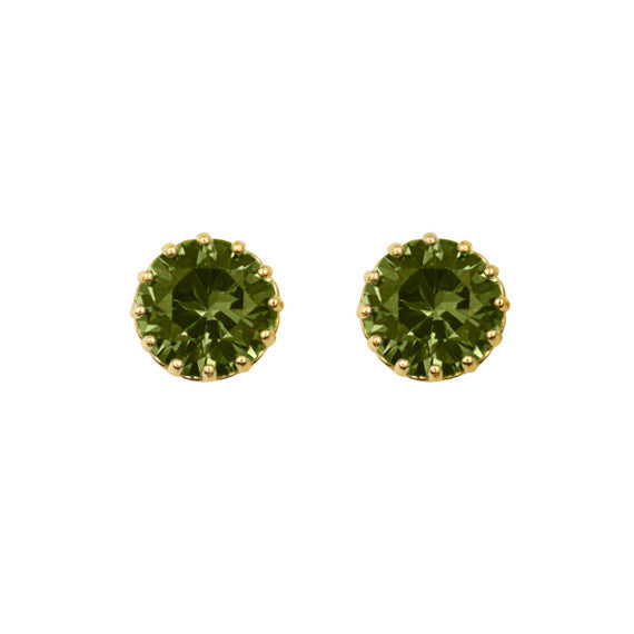 1Solid Gold Gemstone Statement Stud Earrings(Available in Yellow/White Gold)