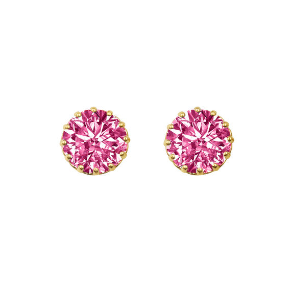 1Solid Gold Gemstone Statement Stud Earrings(Available in Yellow/White Gold)