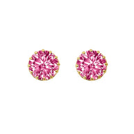 1Solid Gold Gemstone Statement Stud Earrings(Available in Yellow/White Gold)
