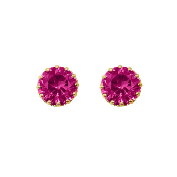 1Solid Gold Gemstone Statement Stud Earrings(Available in Yellow/White Gold)