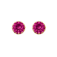 1Solid Gold Gemstone Statement Stud Earrings(Available in Yellow/White Gold)