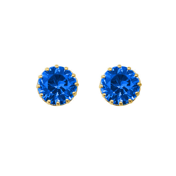 1Solid Gold Gemstone Statement Stud Earrings(Available in Yellow/White Gold)