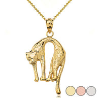 Solid Gold Arched Cheetah Pendant Necklace (Available in Yellow/Rose/White Gold)