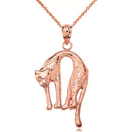 Solid Gold Arched Cheetah Pendant Necklace (Available in Yellow/Rose/White Gold)