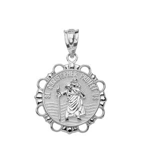 Sterling Silver Round Saint Peter Pendant Necklace