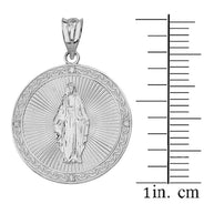 Mary Mother of Jesus Circle Medallion Diamond Pendant Necklace (Small) in Solid Gold (Yellow/Rose/White)
