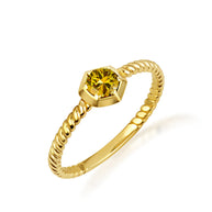 Gold Personalized Genuine Gemstone Rope Ring (Available in Yellow/Rose/White Gold)
