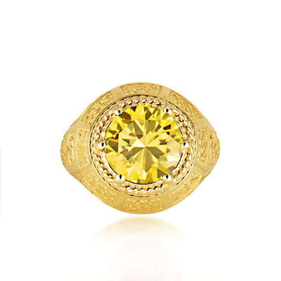 Gold Irish Celtic Trinity Knot Gemstone Rope Ring (Available in Yellow/Rose/White Gold)