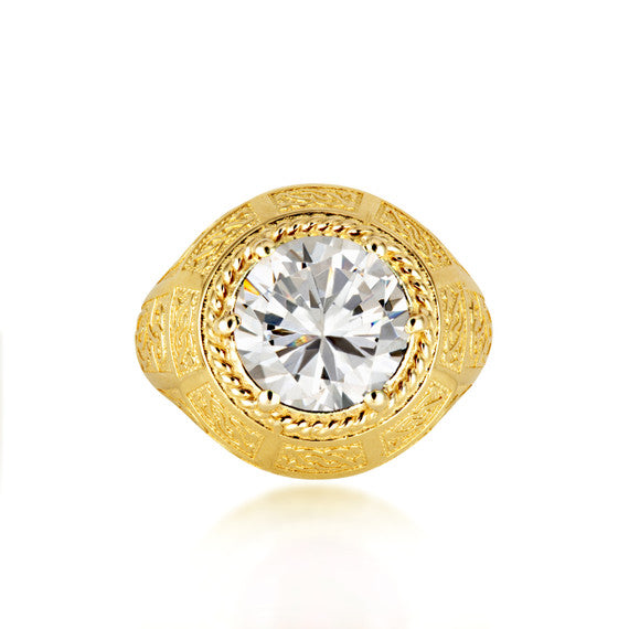 Gold Irish Celtic Trinity Knot Gemstone Rope Ring (Available in Yellow/Rose/White Gold)