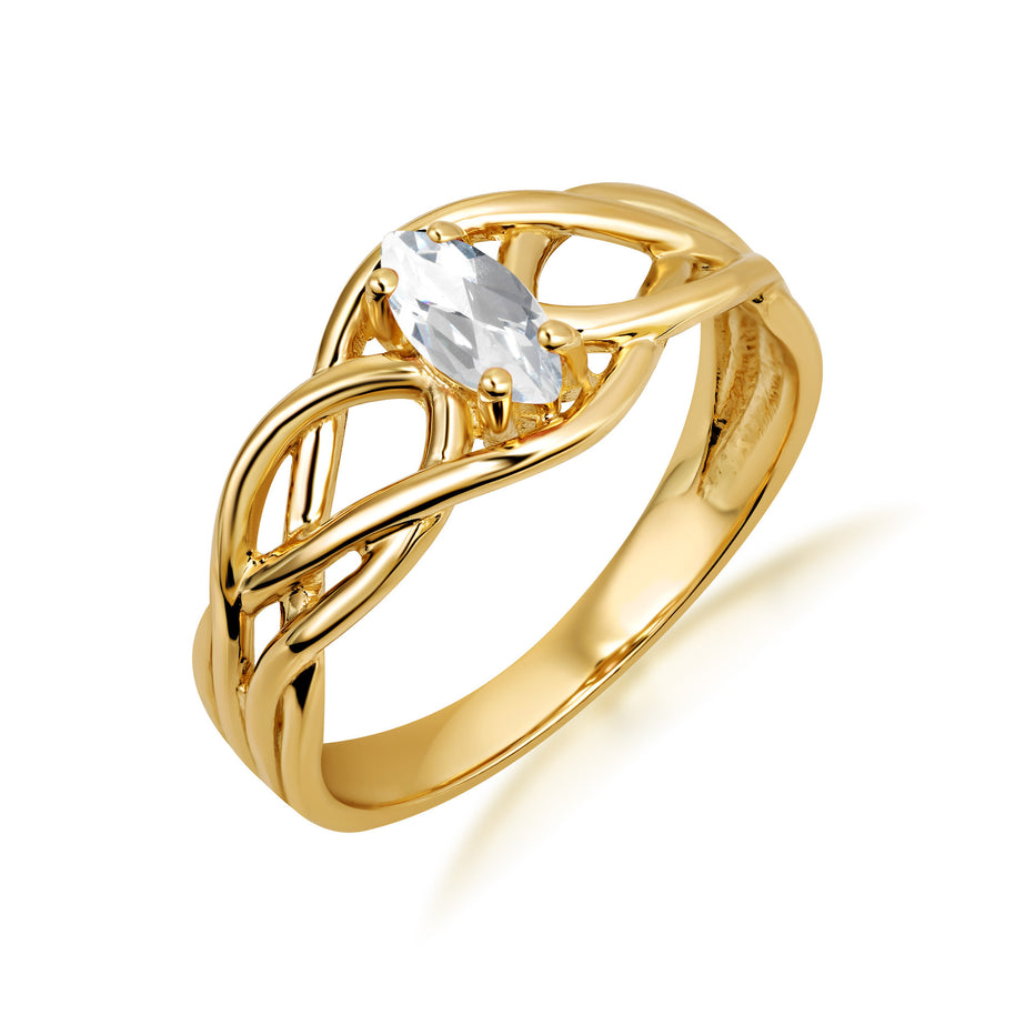 Gold Irish Celtic Knot Marquise Cut Custom Birthstone Ring (Available in Yellow/Rose/White Gold)