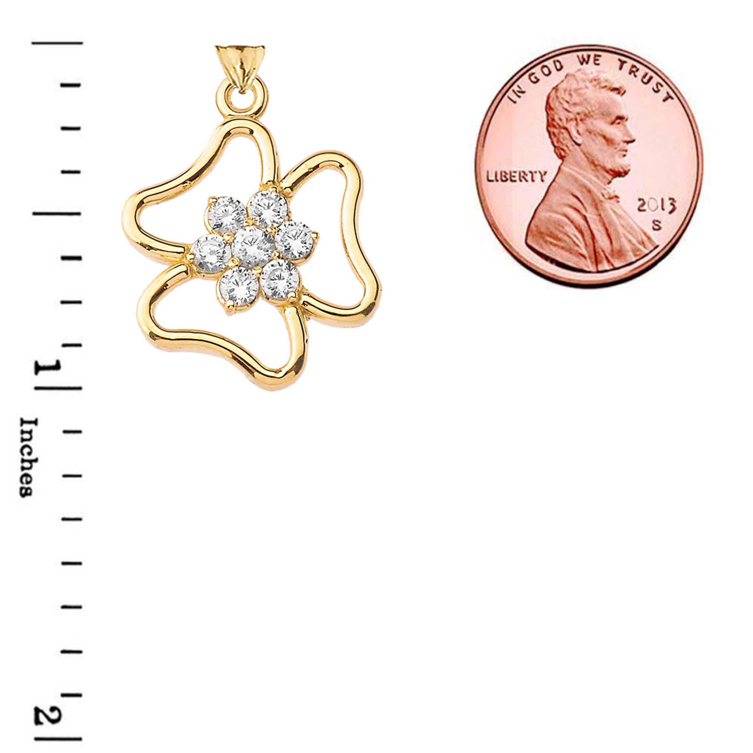 Three Leaf Clover Pendant in Gold (Yellow/Rose/White)