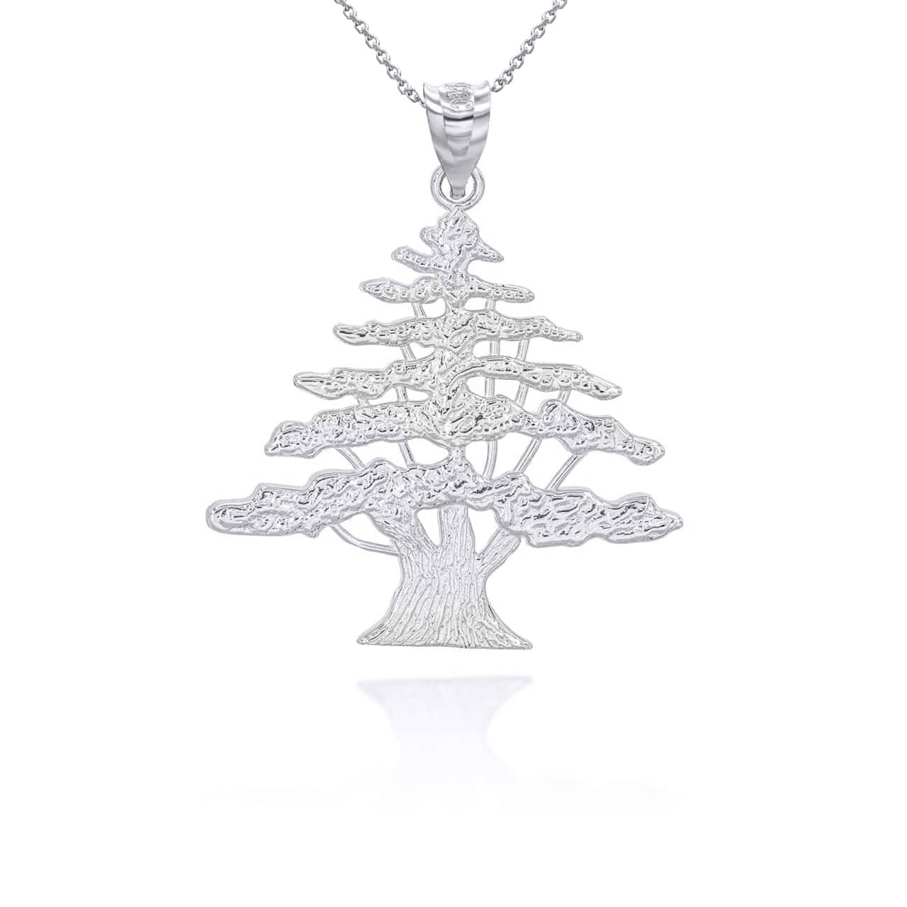 925 Sterling Silver Lebanese Cedar Tree Pendant Necklace