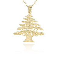 Gold Lebanese Cedar Tree Pendant Necklace (Available in Yellow/Rose/White)