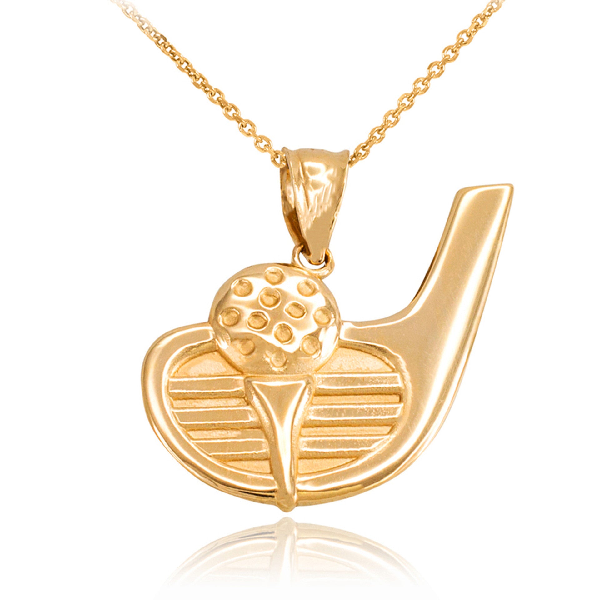 Gold Golf Club Ball Pendant Necklace (Available in Yellow/Rose/White Gold)