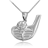 Gold Golf Club Ball Pendant Necklace (Available in Yellow/Rose/White Gold)