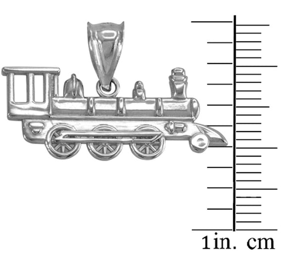 Sterling Silver Steam Train Pendant Necklace