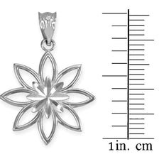 .925 Sterling Silver Diamond Cut Daisy Flower Pendant Necklace