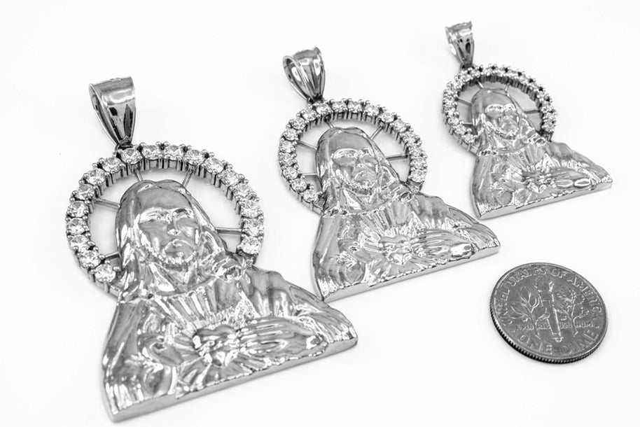 Sterling Silver Sacred Heart Of Jesus Pendant