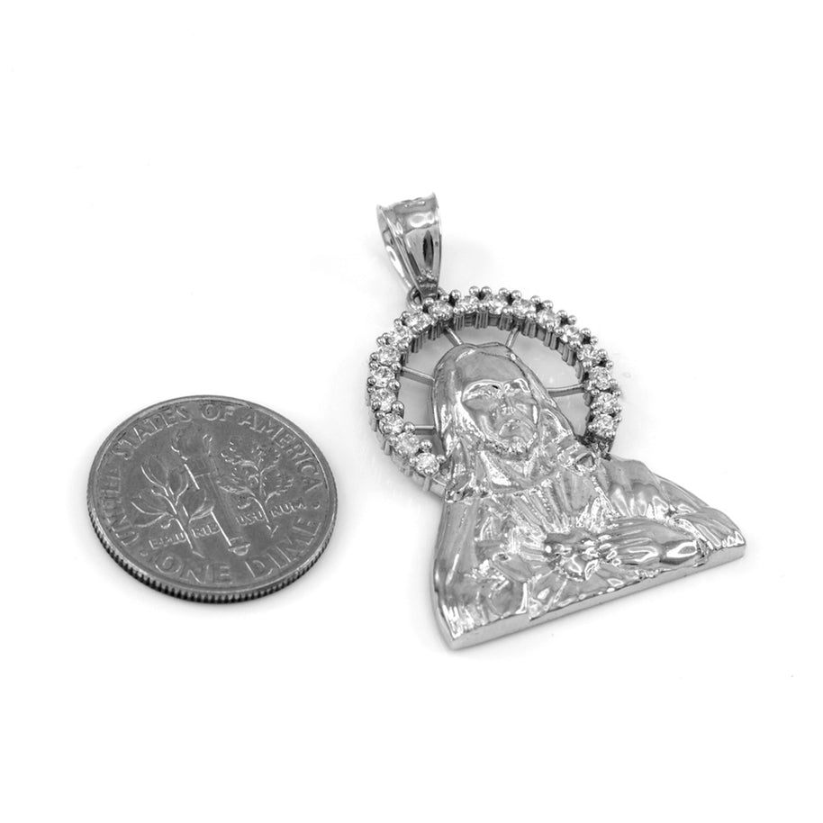 Sterling Silver Sacred Heart Of Jesus Pendant