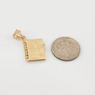Solid Gold Armenian Christian Open Holy Bible Pendant Necklace (Available In Yellow/Rose/White Gold)