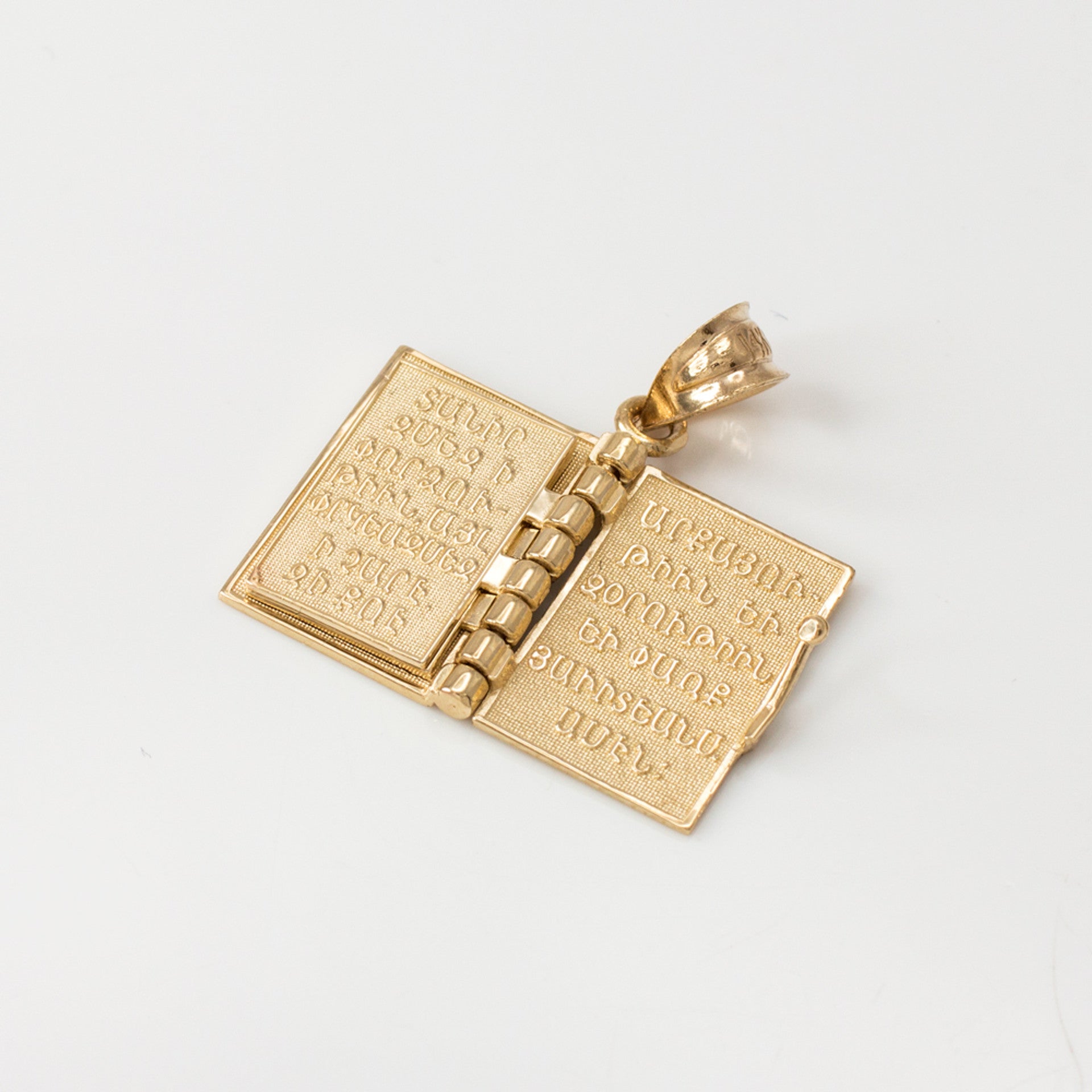 Solid Gold Armenian Christian Open Holy Bible Pendant Necklace (Available In Yellow/Rose/White Gold)