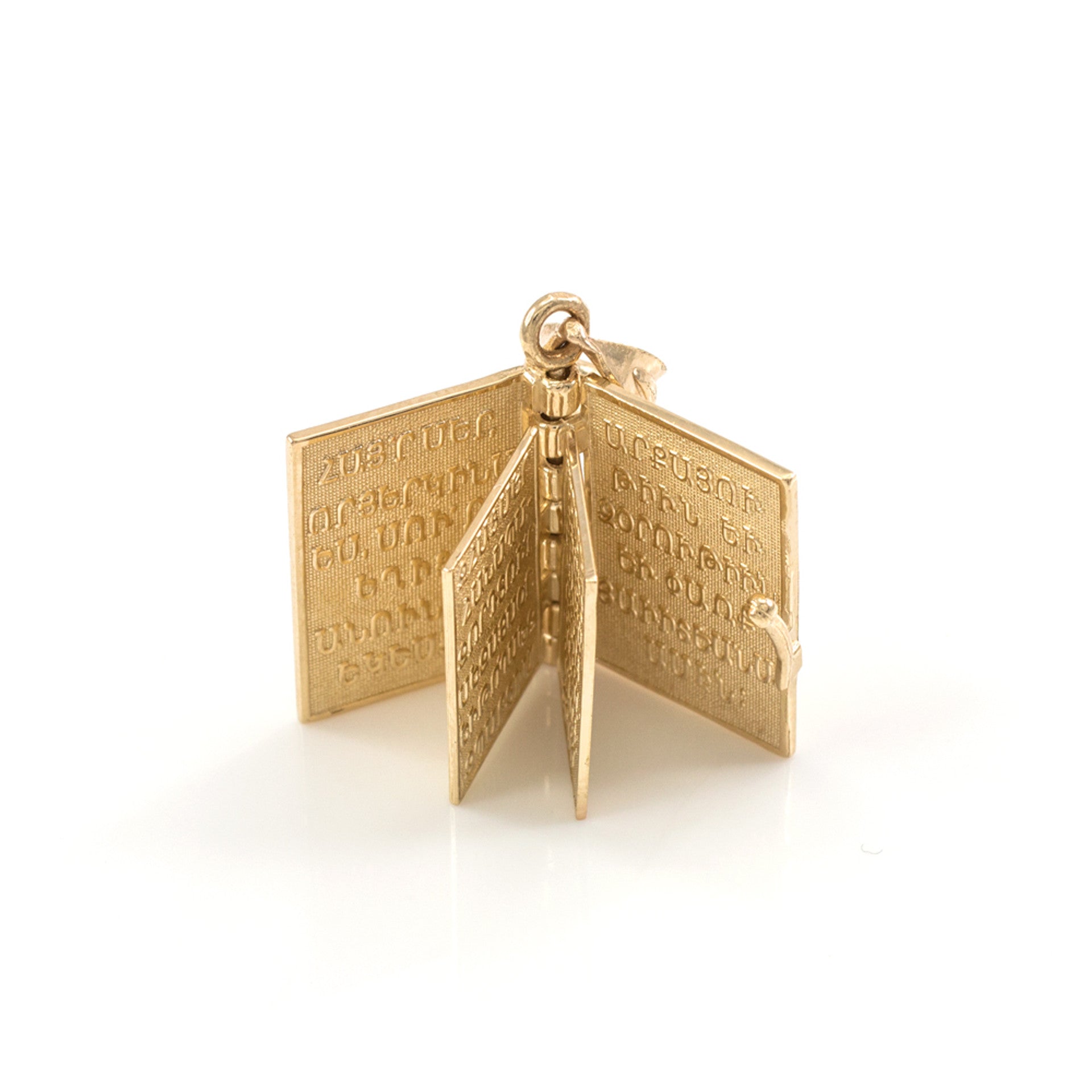 Solid Gold Armenian Christian Open Holy Bible Pendant Necklace (Available In Yellow/Rose/White Gold)